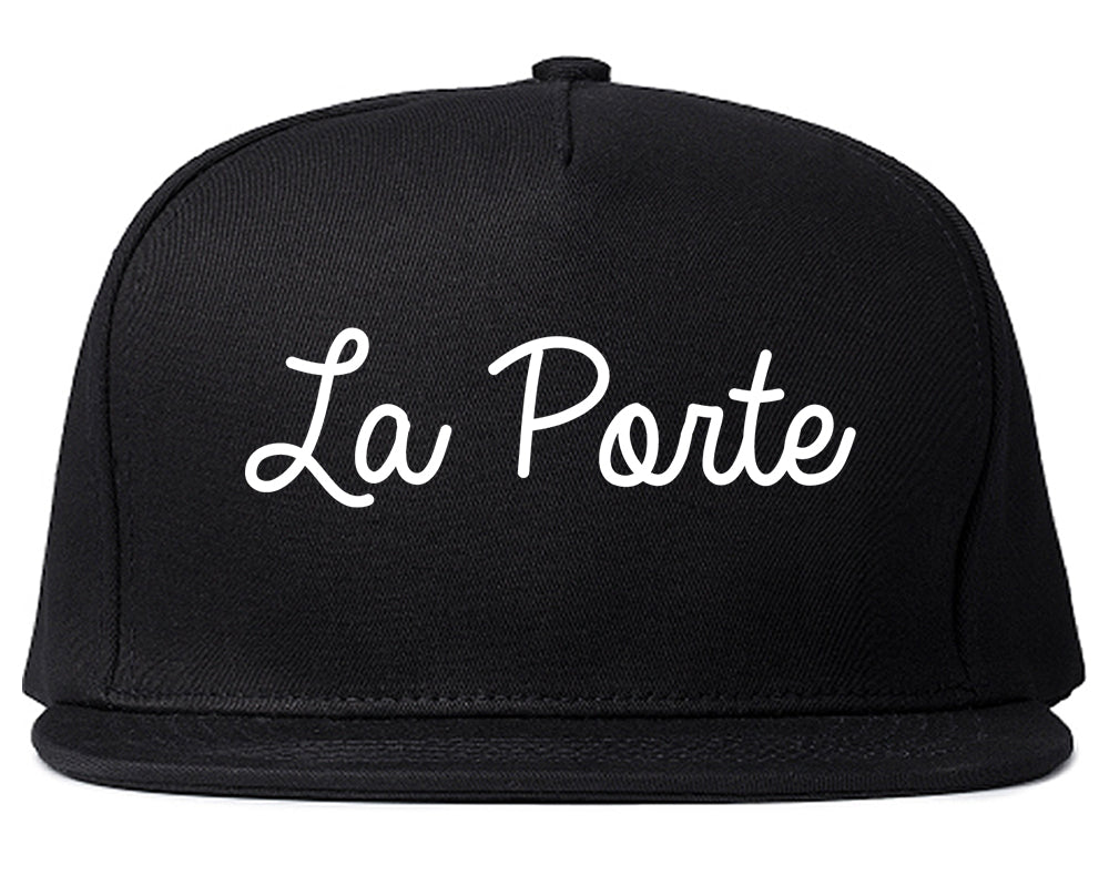La Porte Texas TX Script Mens Snapback Hat Black