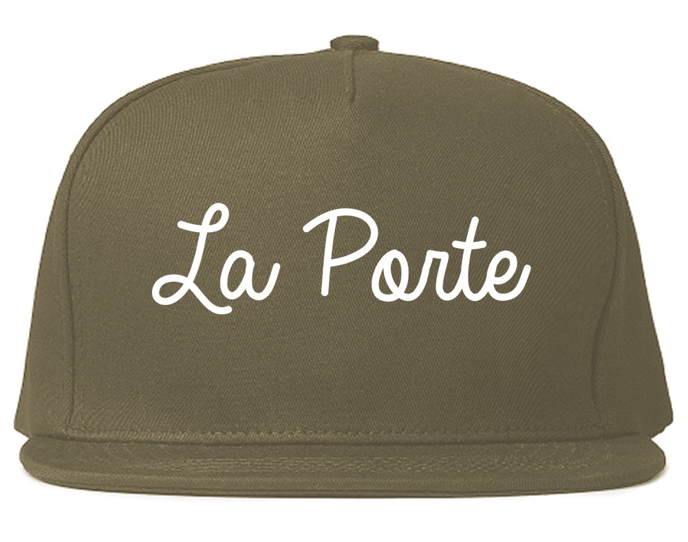 La Porte Texas TX Script Mens Snapback Hat Grey