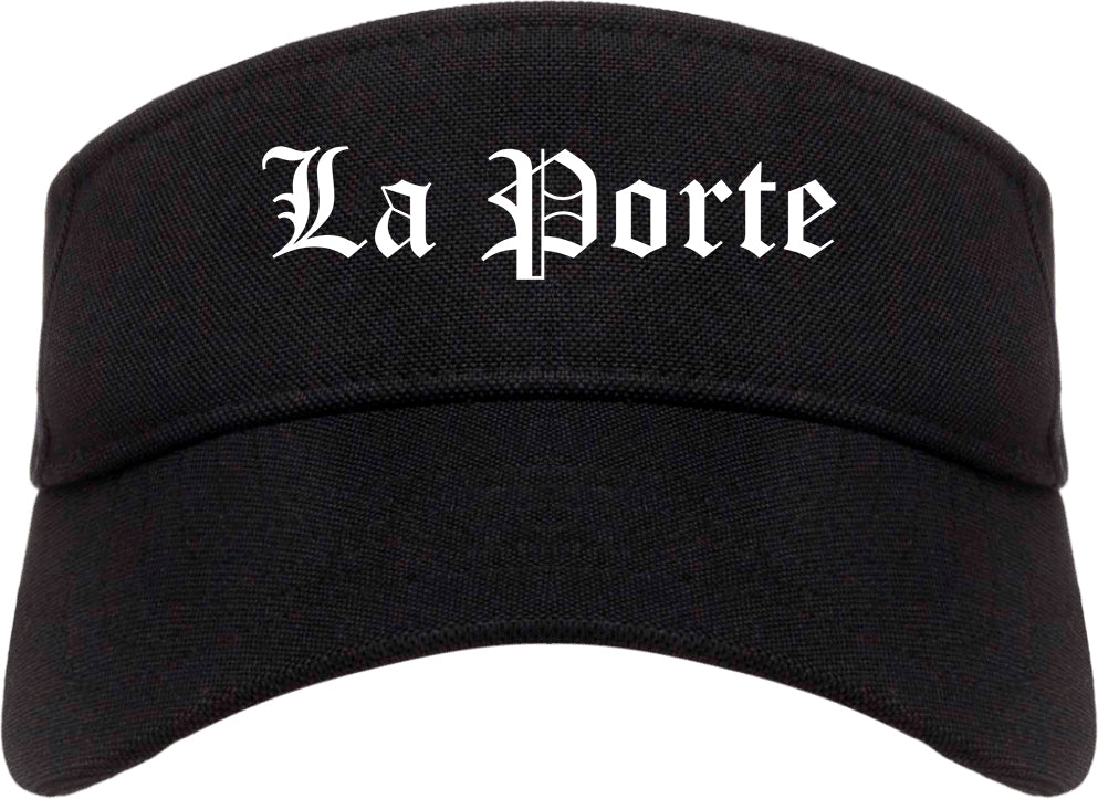 La Porte Texas TX Old English Mens Visor Cap Hat Black