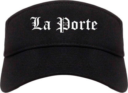 La Porte Texas TX Old English Mens Visor Cap Hat Black