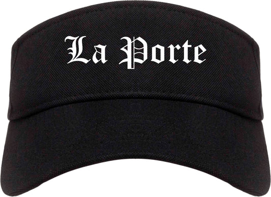 La Porte Texas TX Old English Mens Visor Cap Hat Black