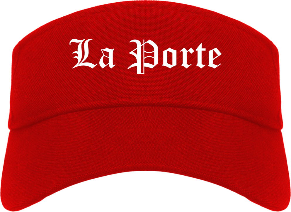 La Porte Texas TX Old English Mens Visor Cap Hat Red