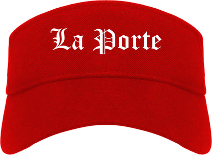 La Porte Texas TX Old English Mens Visor Cap Hat Red