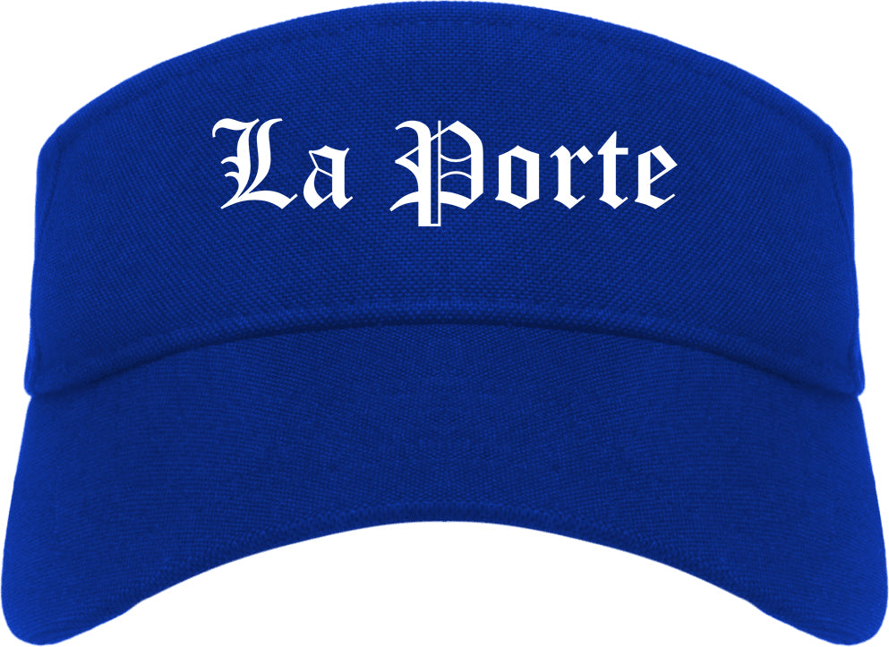 La Porte Texas TX Old English Mens Visor Cap Hat Royal Blue
