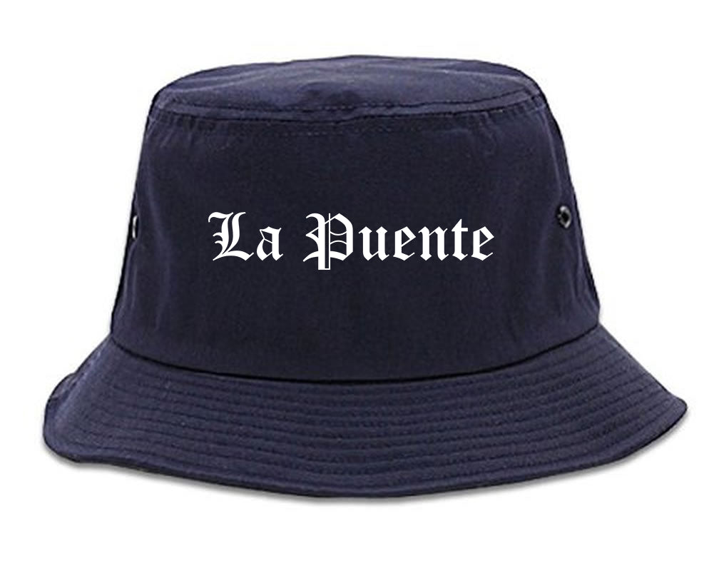 La Puente California CA Old English Mens Bucket Hat Navy Blue