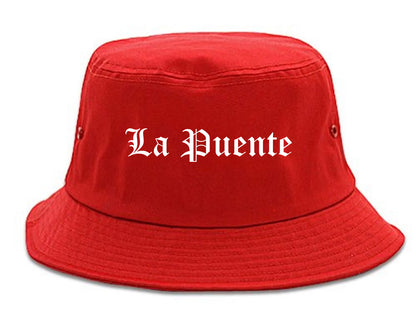 La Puente California CA Old English Mens Bucket Hat Red