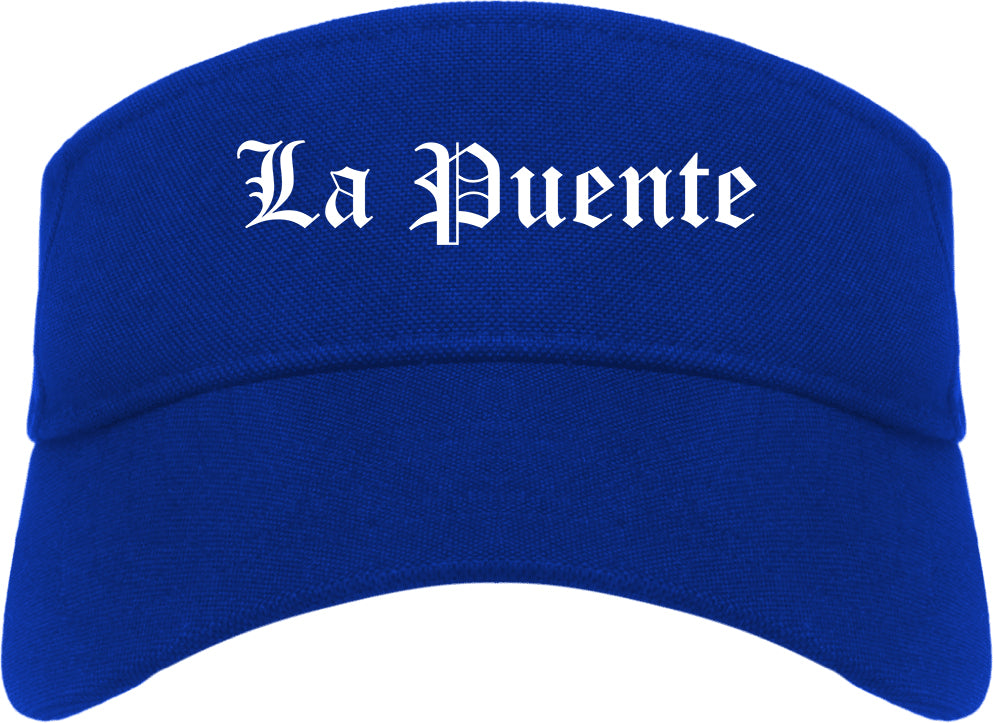 La Puente California CA Old English Mens Visor Cap Hat Royal Blue