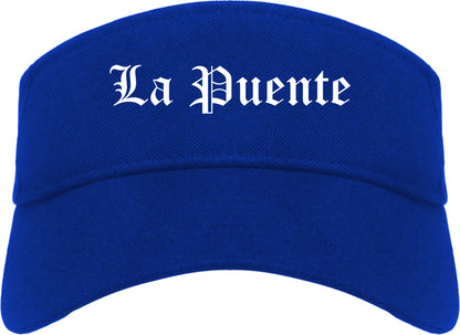 La Puente California CA Old English Mens Visor Cap Hat Royal Blue
