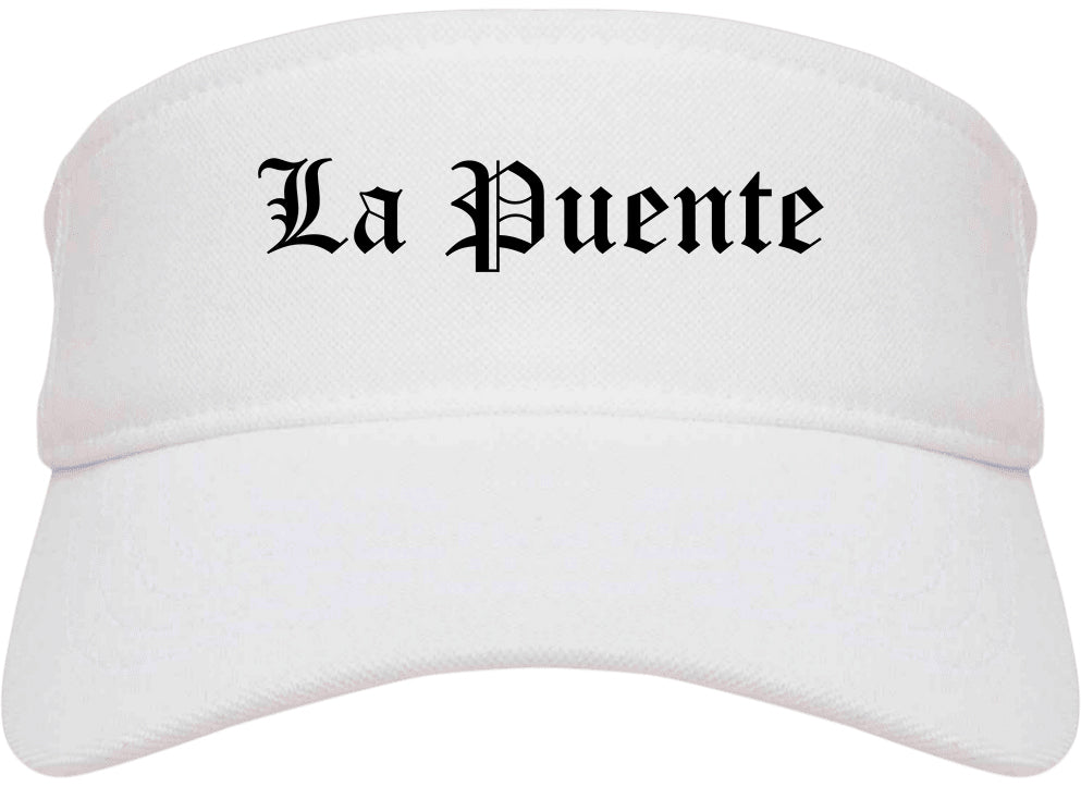La Puente California CA Old English Mens Visor Cap Hat White