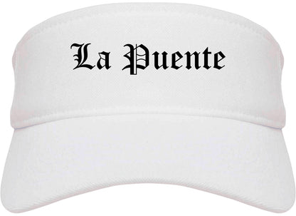 La Puente California CA Old English Mens Visor Cap Hat White
