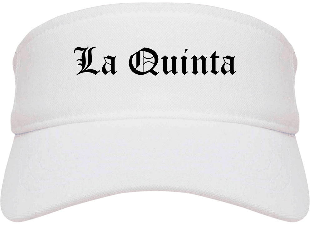 La Quinta California CA Old English Mens Visor Cap Hat White