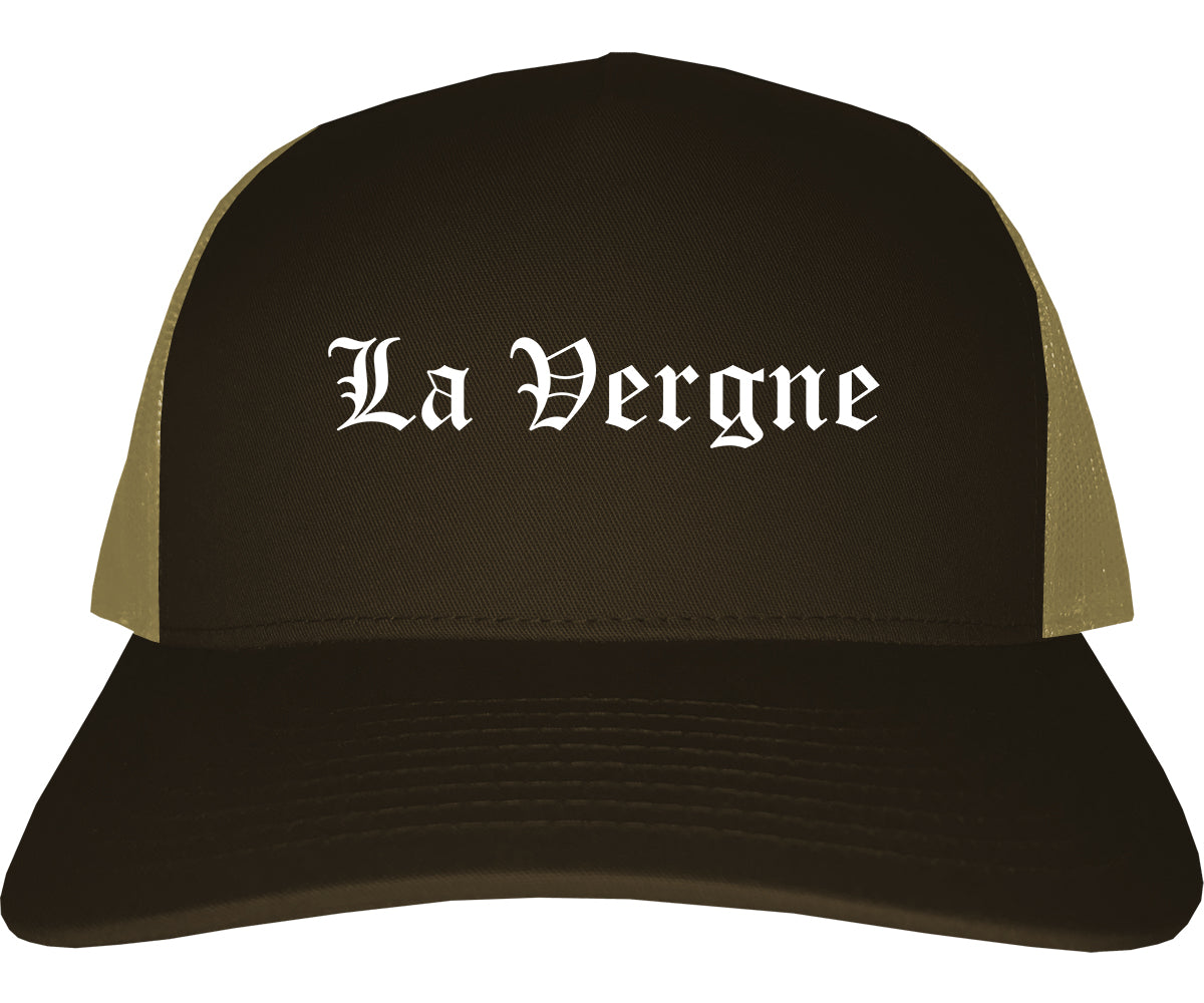 La Vergne Tennessee TN Old English Mens Trucker Hat Cap Brown