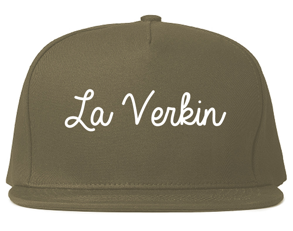 La Verkin Utah UT Script Mens Snapback Hat Grey