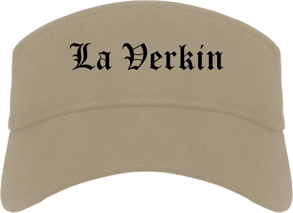 La Verkin Utah UT Old English Mens Visor Cap Hat Khaki