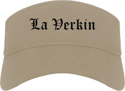 La Verkin Utah UT Old English Mens Visor Cap Hat Khaki