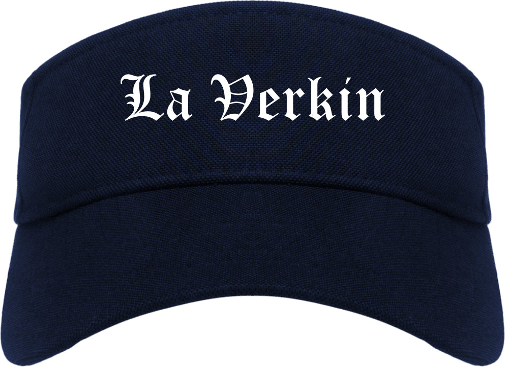La Verkin Utah UT Old English Mens Visor Cap Hat Navy Blue