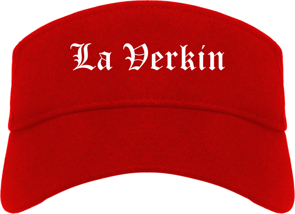 La Verkin Utah UT Old English Mens Visor Cap Hat Red