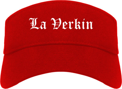 La Verkin Utah UT Old English Mens Visor Cap Hat Red