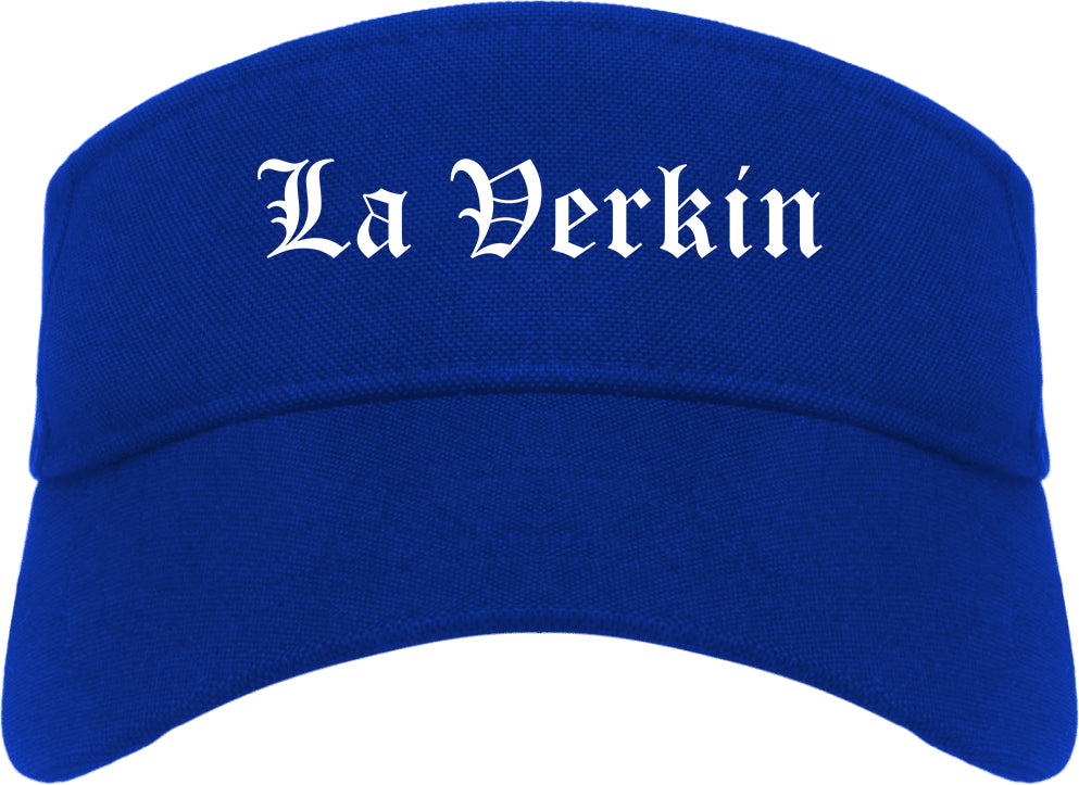 La Verkin Utah UT Old English Mens Visor Cap Hat Royal Blue