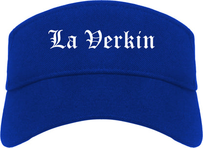 La Verkin Utah UT Old English Mens Visor Cap Hat Royal Blue