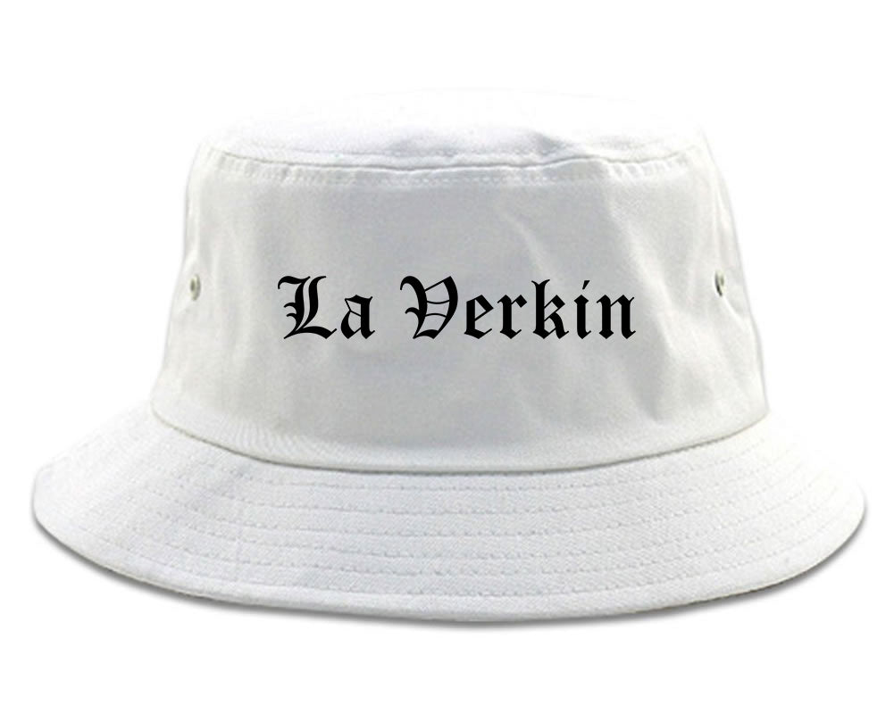La Verkin Utah UT Old English Mens Bucket Hat White