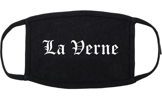 La Verne California CA Old English Cotton Face Mask Black