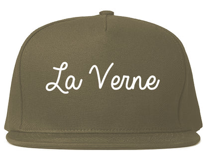 La Verne California CA Script Mens Snapback Hat Grey