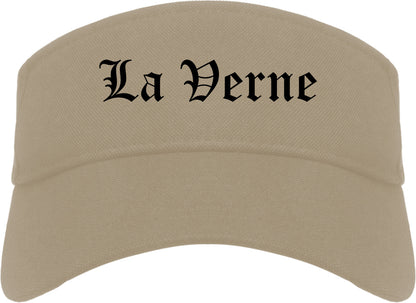 La Verne California CA Old English Mens Visor Cap Hat Khaki