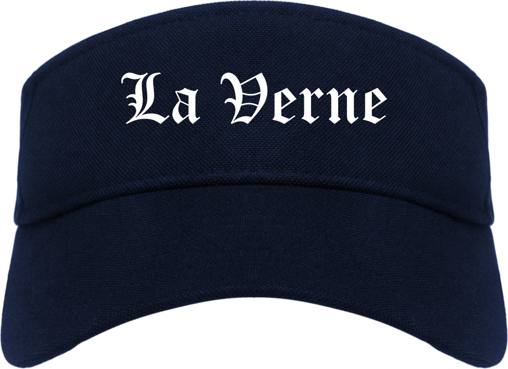 La Verne California CA Old English Mens Visor Cap Hat Navy Blue