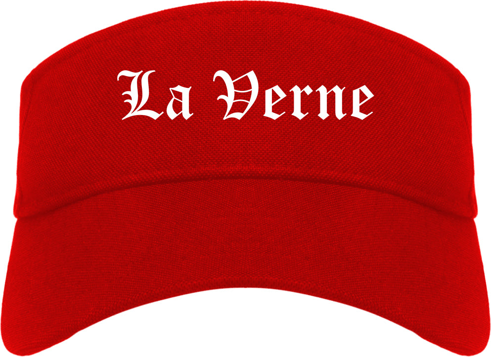 La Verne California CA Old English Mens Visor Cap Hat Red