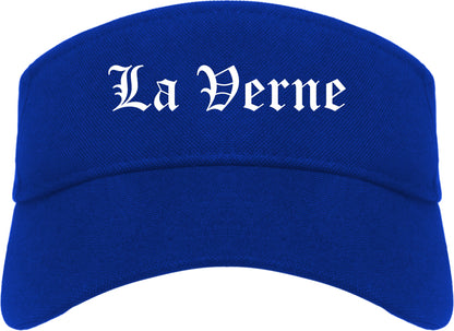 La Verne California CA Old English Mens Visor Cap Hat Royal Blue
