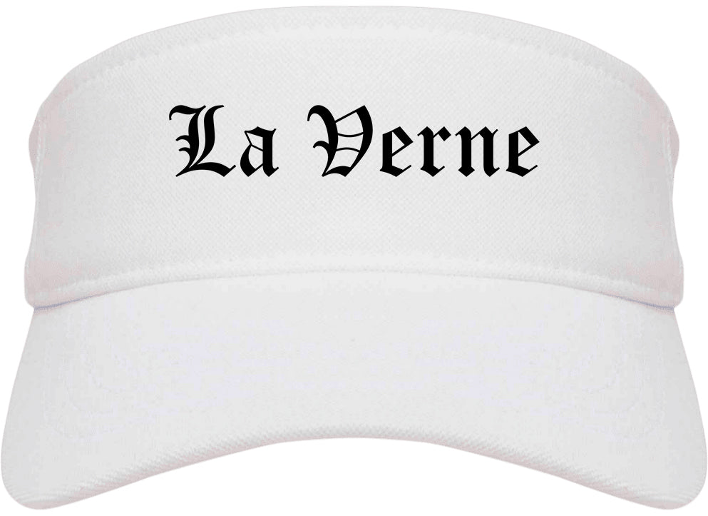 La Verne California CA Old English Mens Visor Cap Hat White