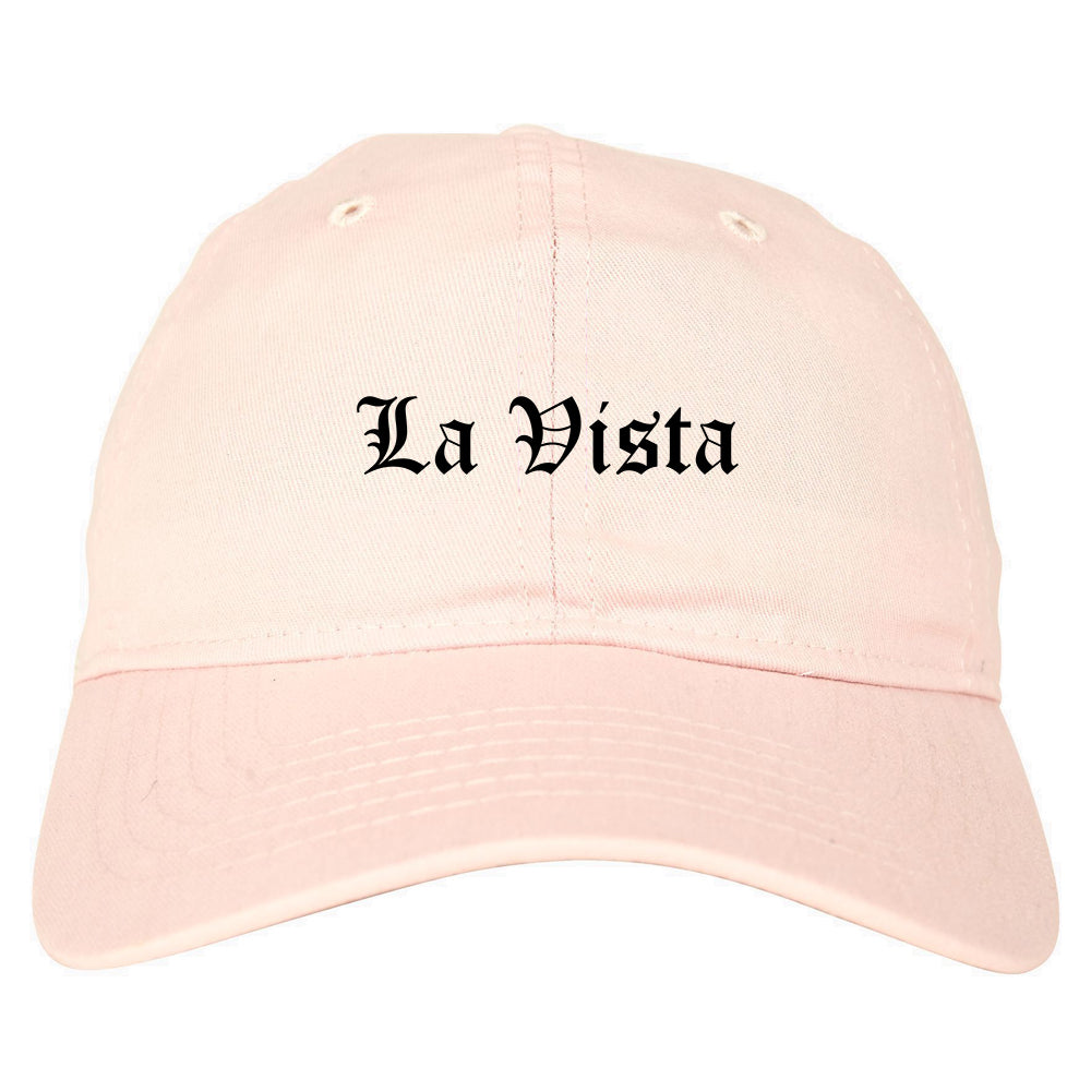 La Vista Nebraska NE Old English Mens Dad Hat Baseball Cap Pink