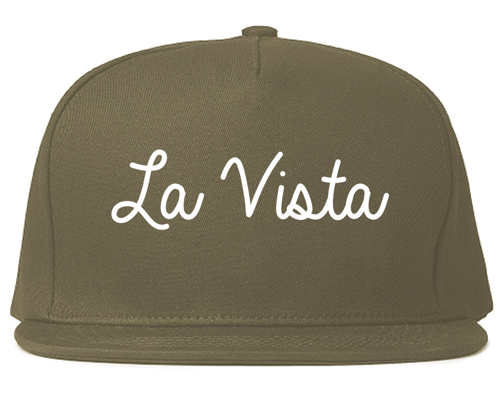 La Vista Nebraska NE Script Mens Snapback Hat Grey