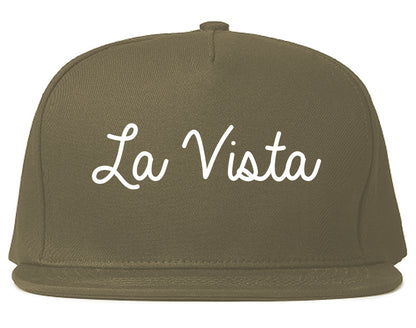 La Vista Nebraska NE Script Mens Snapback Hat Grey