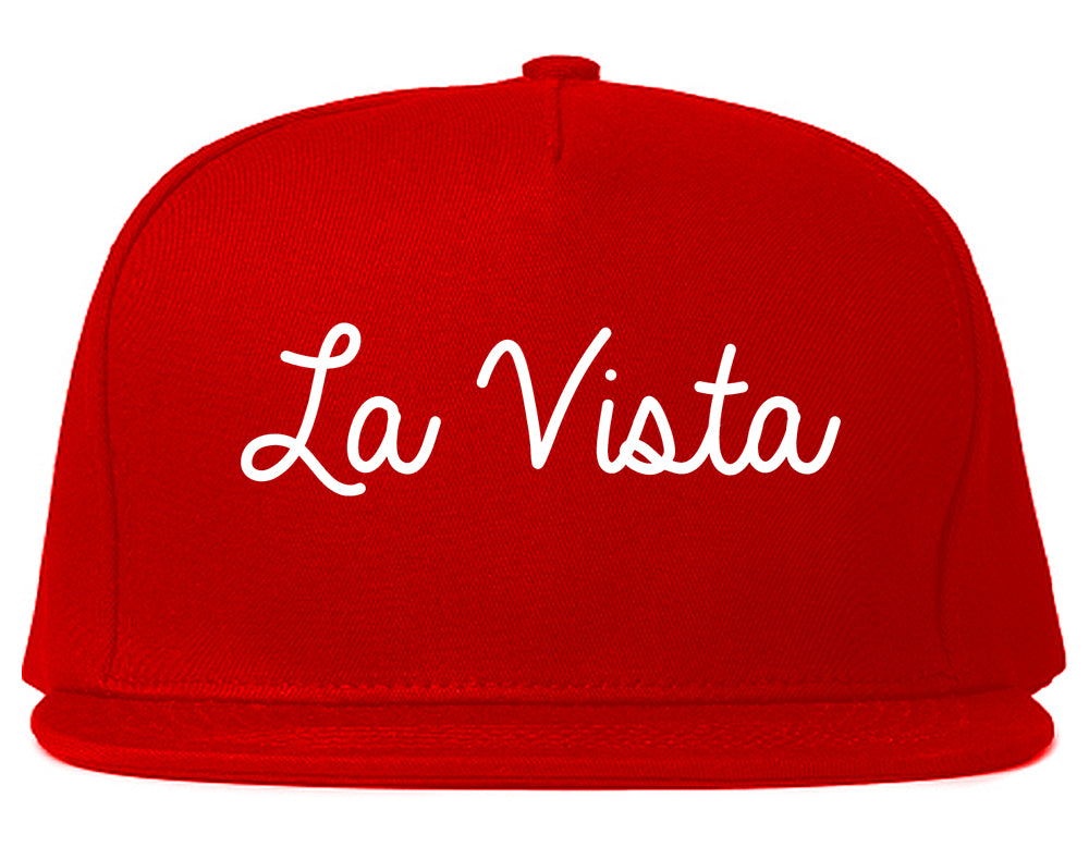 La Vista Nebraska NE Script Mens Snapback Hat Red