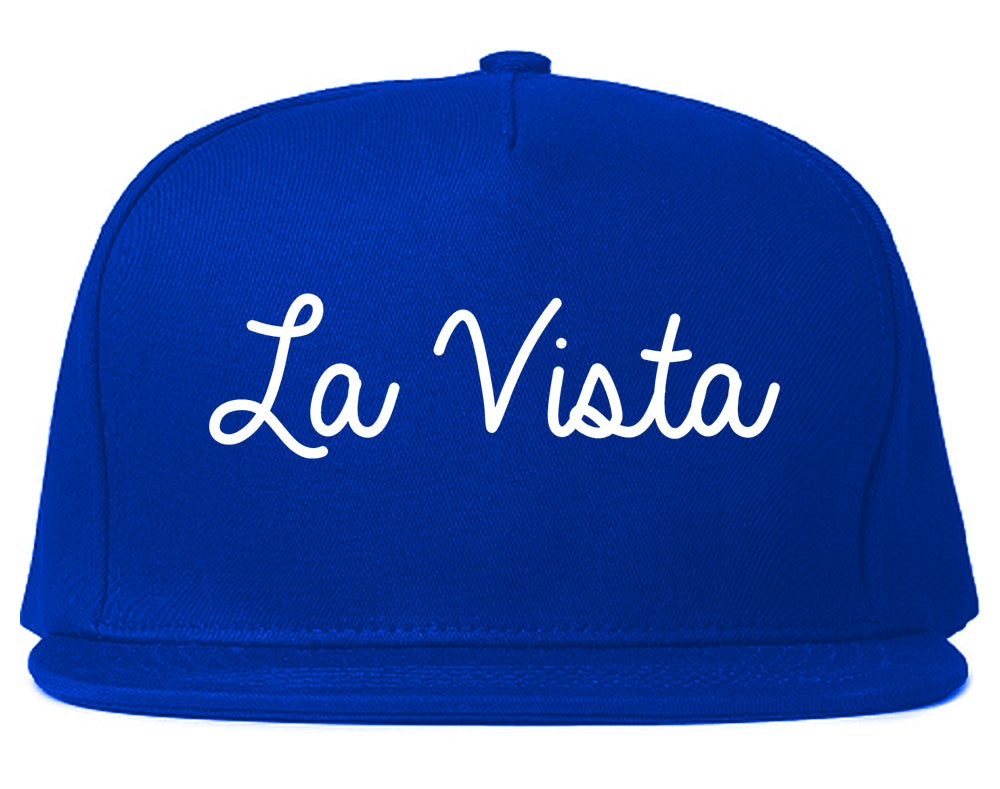 La Vista Nebraska NE Script Mens Snapback Hat Royal Blue