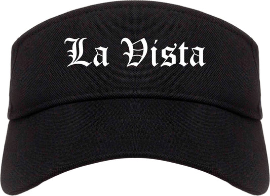 La Vista Nebraska NE Old English Mens Visor Cap Hat Black