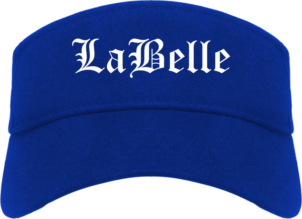 LaBelle Florida FL Old English Mens Visor Cap Hat Royal Blue