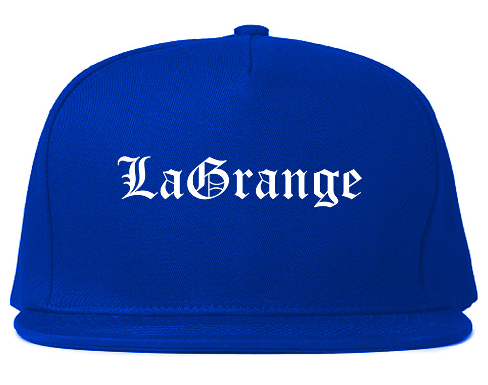 LaGrange Georgia GA Old English Mens Snapback Hat Royal Blue