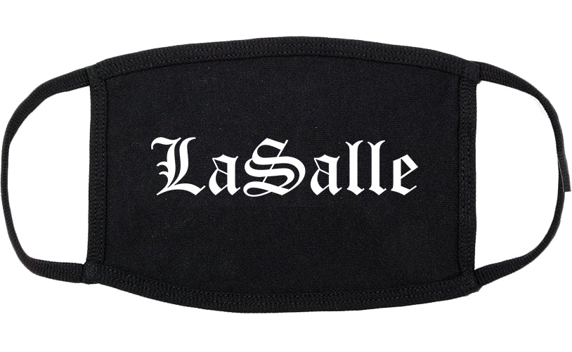 LaSalle Illinois IL Old English Cotton Face Mask Black