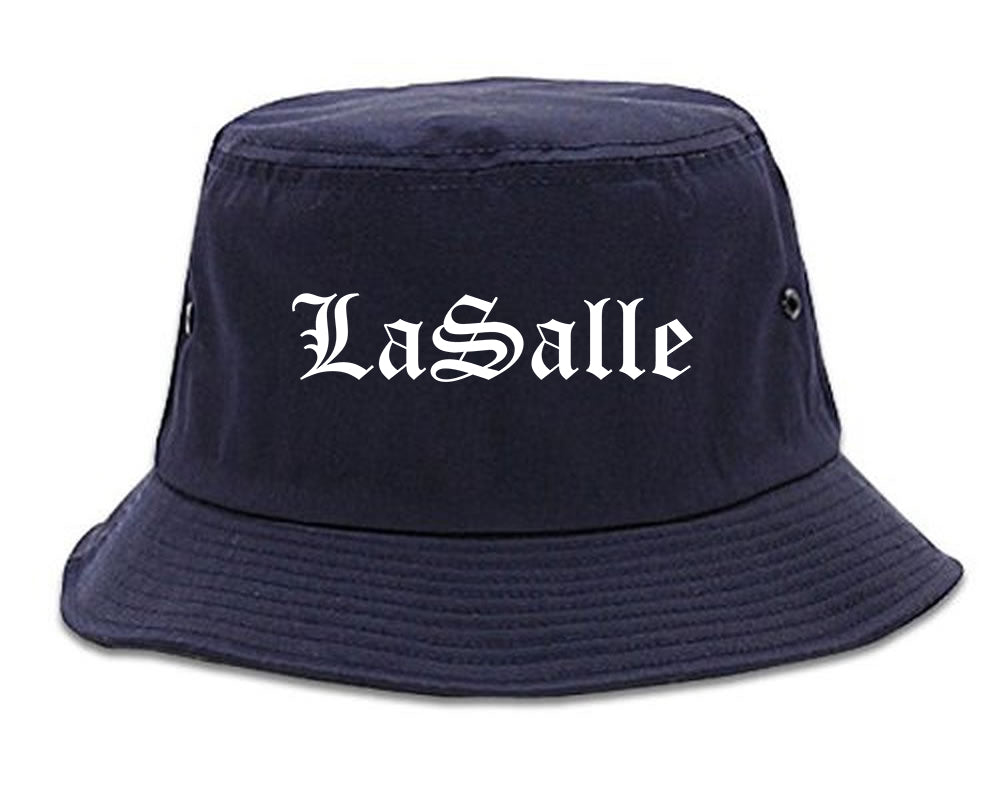 LaSalle Illinois IL Old English Mens Bucket Hat Navy Blue