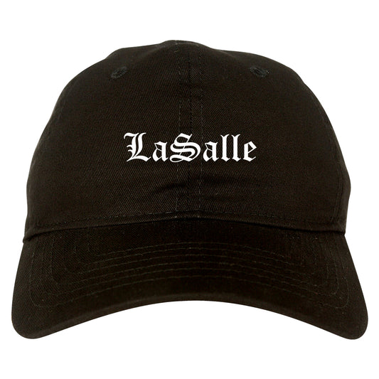 LaSalle Illinois IL Old English Mens Dad Hat Baseball Cap Black