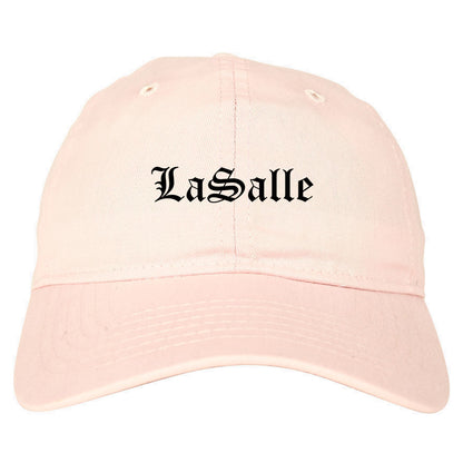 LaSalle Illinois IL Old English Mens Dad Hat Baseball Cap Pink