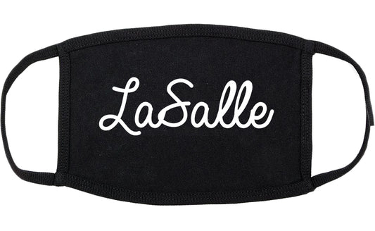 LaSalle Illinois IL Script Cotton Face Mask Black