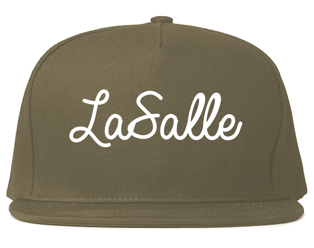 LaSalle Illinois IL Script Mens Snapback Hat Grey