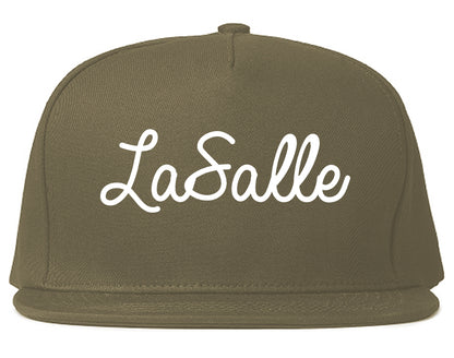 LaSalle Illinois IL Script Mens Snapback Hat Grey