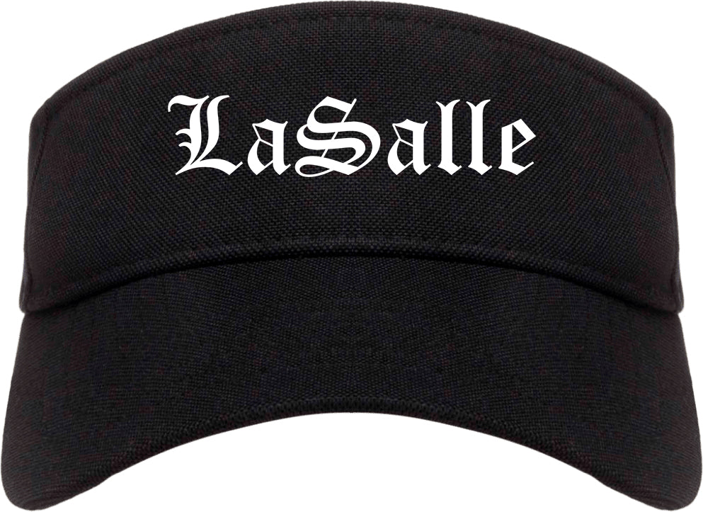 LaSalle Illinois IL Old English Mens Visor Cap Hat Black