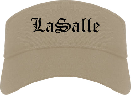 LaSalle Illinois IL Old English Mens Visor Cap Hat Khaki