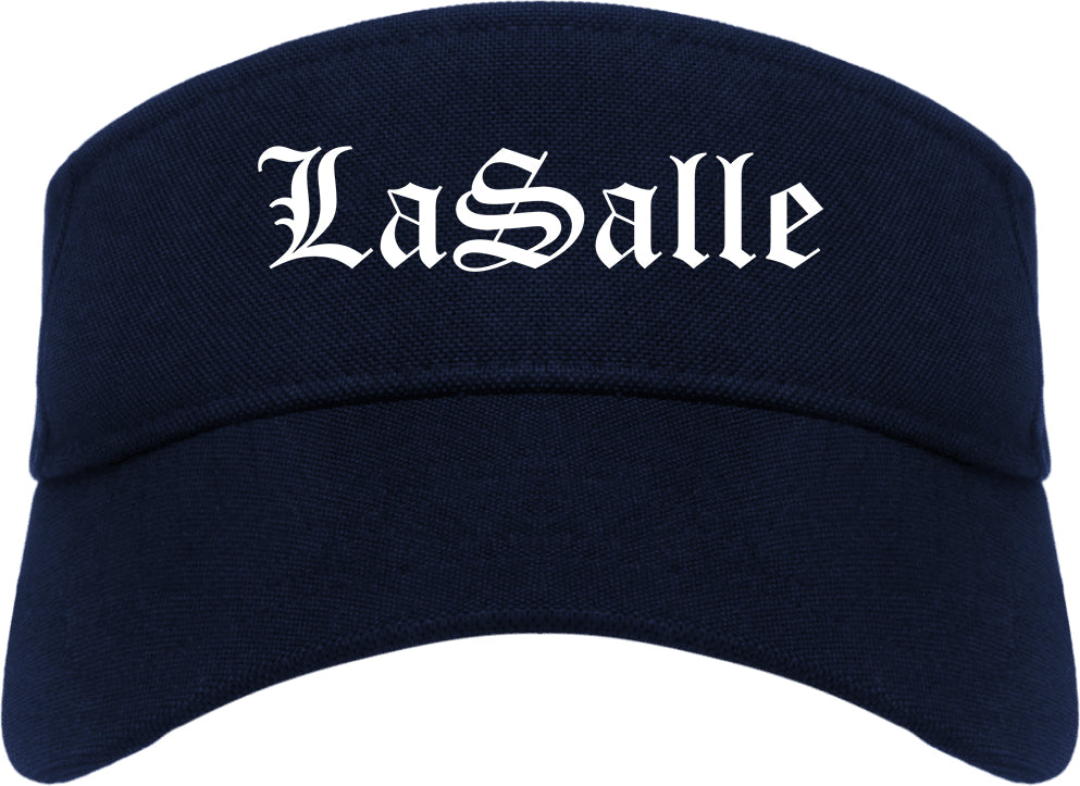 LaSalle Illinois IL Old English Mens Visor Cap Hat Navy Blue